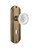 Nostalgic Warehouse - Deco Plate Passage with Keyhole Crystal Meadows Knob in Antique Brass - DECCME - 752482 - 2 3/8" Backset