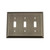 Nostalgic Warehouse - Deco Switch Plate with Triple Toggle in Antique Pewter - DECSWPLTT3 - 719808