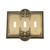 Nostalgic Warehouse - Meadows Switch Plate with Triple Toggle in Antique Brass - MEASWPLTT3 - 719712