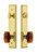Grandeur Hardware - Hardware Carre Tall Plate Complete Entry Set with Baguette Amber Knob in Lifetime Brass - CARBCA - 839862
