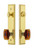 Grandeur Hardware - Hardware Carre Tall Plate Complete Entry Set with Baguette Amber Knob in Lifetime Brass - CARBCA - 839863