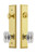 Grandeur Hardware - Hardware Fifth Avenue Tall Plate Complete Entry Set with Baguette Clear Crystal Knob in Lifetime Brass - FAVBCC - 840471