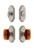 Grandeur Hardware - Arc Plate with Amber Baguette Crystal Knob and matching Deadbolt in Satin Nickel - ARCBCA - 828775