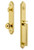 Grandeur Hardware - Arc One-Piece Handleset with D Grip and Bouton Knob in Lifetime Brass - ARCDGRBOU - 843666