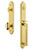 Grandeur Hardware - Arc One-Piece Dummy Handleset with D Grip and Eden Prairie Knob in Lifetime Brass - ARCDGREDN - 848552