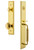 Grandeur Hardware - Carre One-Piece Handleset with C Grip and Circulaire Knob in Lifetime Brass - CARCGRCIR - 842284