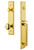 Grandeur Hardware - Carre One-Piece Handleset with D Grip and Fifth Avenue Knob in Lifetime Brass - CARDGRFAV - 845044