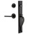 Ageless Iron Keep One-Piece Handleset with A Grip with Loch Rosette and Dirk Lever in Black Iron - KEPAGRLOCDRK - 2 3/8" Backset
