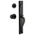 Ageless Iron Keep One-Piece Handleset with A Grip with Loch Rosette and Keep Knob in Black Iron - KEPAGRLOCKEP - 2 3/8" Backset