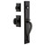 Ageless Iron Keep One-Piece Handleset with A Grip with Vale Plate and Aeg Knob in Black Iron - KEPAGRVALAEG - 2 3/4" Backset