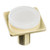 Sietto Hardware - Geometric Collection - Round White On Square Knob - Satin Brass - M-1300