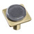 Sietto Hardware - Geometric Collection - Round Slate Grey On Square Knob - Satin Brass - M-1301