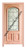 Prestige Entries - 2/3 Lite Arch Top Rail with Decorative Fleur De Lis Glass 1 Lite 2 Panel Single Square<br>Decorative Insulated Glass<br>1 3/4" x 3'0" W x 6'8" H<br>Mahogany<br>Factory Pre-Hung with 6 9/16" Jambs