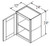 Aristokraft Cabinetry Select Series Korbett Paint 5 Piece Wall Cabinet with Doors Prepped For Glass WPG2424R Hinged Right