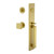 Viaggio Quadrato One-Piece Handleset with D Grip and Circolo Rosette with Quadrato Knob in Satin Brass - 603624-QA1DGRCLOQAD-SB