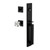 Viaggio Quadrato One-Piece Handleset with D Grip and Quadrato Rosette with Quadrato Crystal Knob in Satin Black - 603878-QA1DGRQADQDC-BK