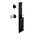 Viaggio Quadrato One-Piece Handleset with D Grip and Circolo Rosette with Quadrato Crystal Knob in Satin Black - 603962-QA1DGRCLOQDC-BK