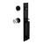 Viaggio Quadrato One-Piece Handleset with D Grip and Circolo Rosette with Circolo Crystal Knob in Satin Black - 603970-QA1DGRCLOCLC-BK