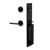 Viaggio Quadrato One-Piece Handleset with D Grip and Circolo Rosette with Milano Lever in Satin Black - 604030-QA1DGRCLOMIL-BK
