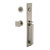 Viaggio Quadrato One-Piece Handleset with D Grip and Circolo Rosette with Quadrato Knob in Satin Nickel - 604128-QA1DGRCLOQAD-SN