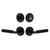 Viaggio Circolo Leather Rosette with Contempo Fluted Lever and matching Deadbolt in Satin Black - 631277-CLOMLTCON-FLT-BK