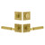 Viaggio Quadrato Leather Rosette with Contempo Fluted Lever and matching Deadbolt in Satin Brass - 631338-QADMLTCON-FLT-SB