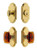 Grandeur Hardware - Arc Short Plate Entry Set with Baguette Amber Crystal Knob in Lifetime Brass - ASPEXTBAC - 885169
