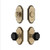 Grandeur Hardware - Arc Short Plate Entry Set with Lyon Knob in Vintage Brass - ASPEXTLYK - 885479