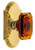 Grandeur Hardware - Arc Short Plate Privacy with Baguette Amber Crystal Knob in Lifetime Brass - ARCBCA - 884735