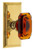 Grandeur Hardware - Carre Short Plate Privacy with Baguette Amber Crystal Knob in Lifetime Brass - CARBCA - 886215