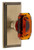 Grandeur Hardware - Carre Short Plate Privacy with Baguette Amber Crystal Knob in Vintage Brass - CARBCA - 886221