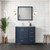 Lexora - Jacques 36" W x 22" D Left Offset Navy Blue Bath Vanity and Carrara Marble Top - LJ342236SEDS000L