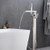 Lexora - Melina 67" White Freestanding Acrylic Flatbottom Soaking Bathtub with Brushed Nickel Hardware and Cascata Tub Filler - LBM67W2C2