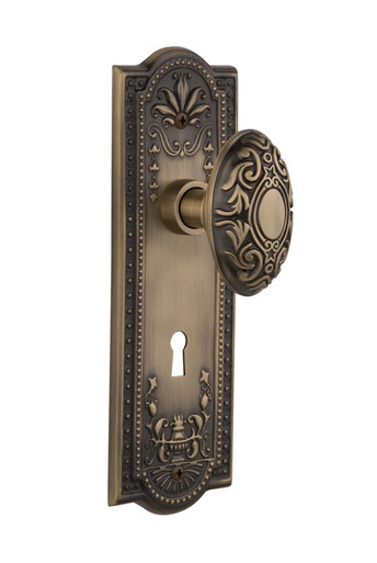 Nostalgic Warehouse - Meadows Plate with Keyhole Single Dummy Victorian  Door Knob in Antique Brass - MEAVIC - 705257