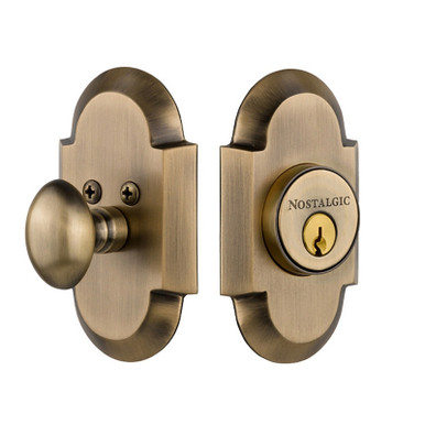 Nostalgic Warehouse - Cottage Plate Single Cylinder Deadbolt in Antique  Brass - COTCOT - 713190 - 2 3/8