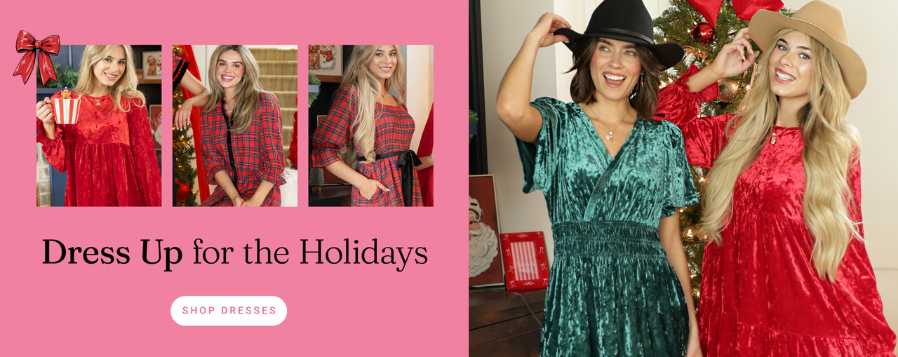 Dress up for the holidays. Shop dresses now.