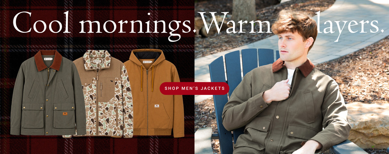 Cool mornings means dressing in warm layers. Shop Men's Jackets.
