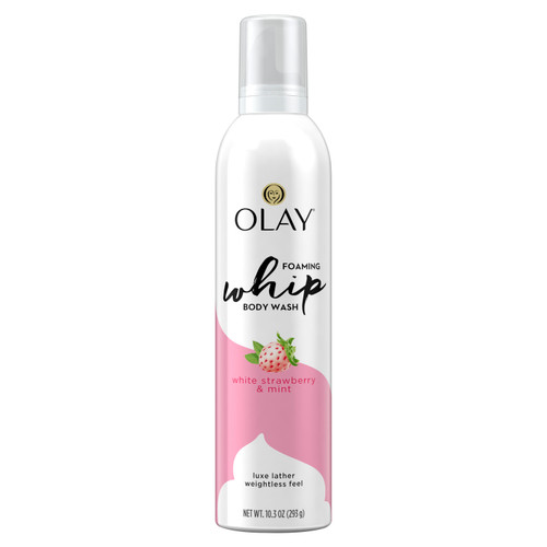 Olay White Strawberry and Mint Scent Foaming Whip Body Wash for Women, 10.3 oz