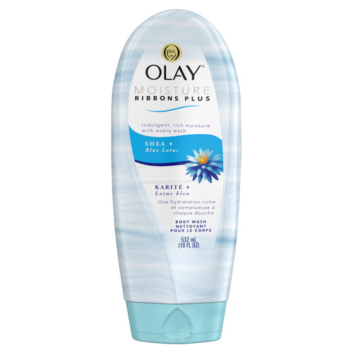 Olay Moisture Ribbons Plus Shea + Blue Lotus Body Wash, 18 fl oz