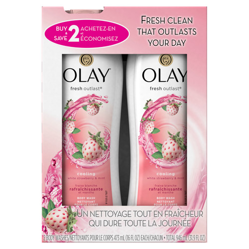 Fresh Outlast Cooling White Strawberry & Mint Body Wash Twin Pack