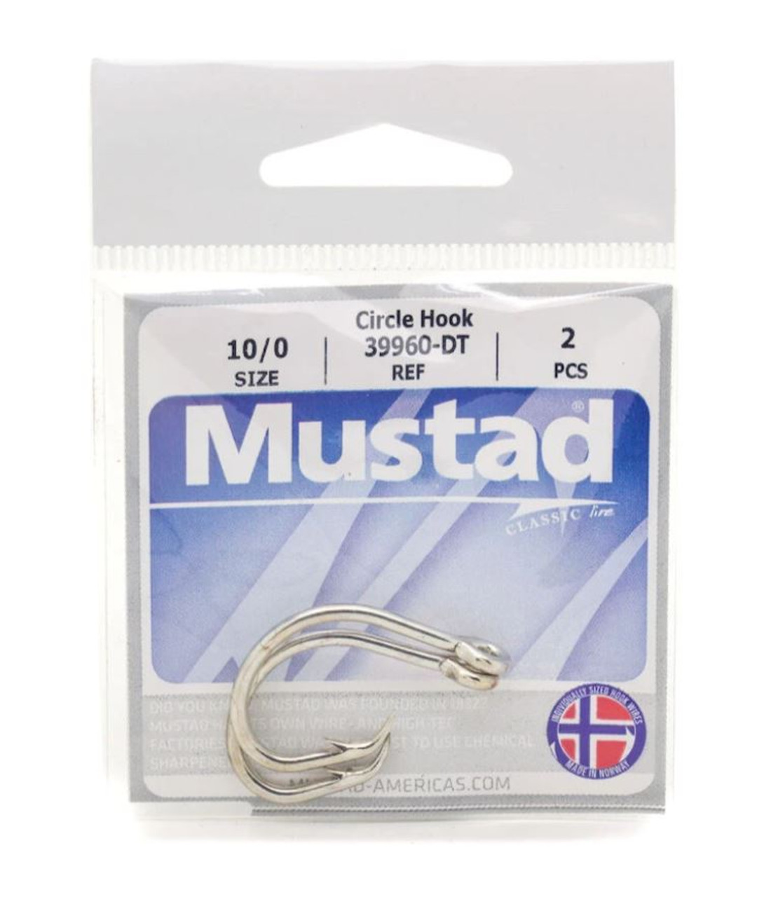 MUSTAD CIRCLE HOOKS, 39960DT, STRAIGHT, 10/0, BX 100 - Delta Net