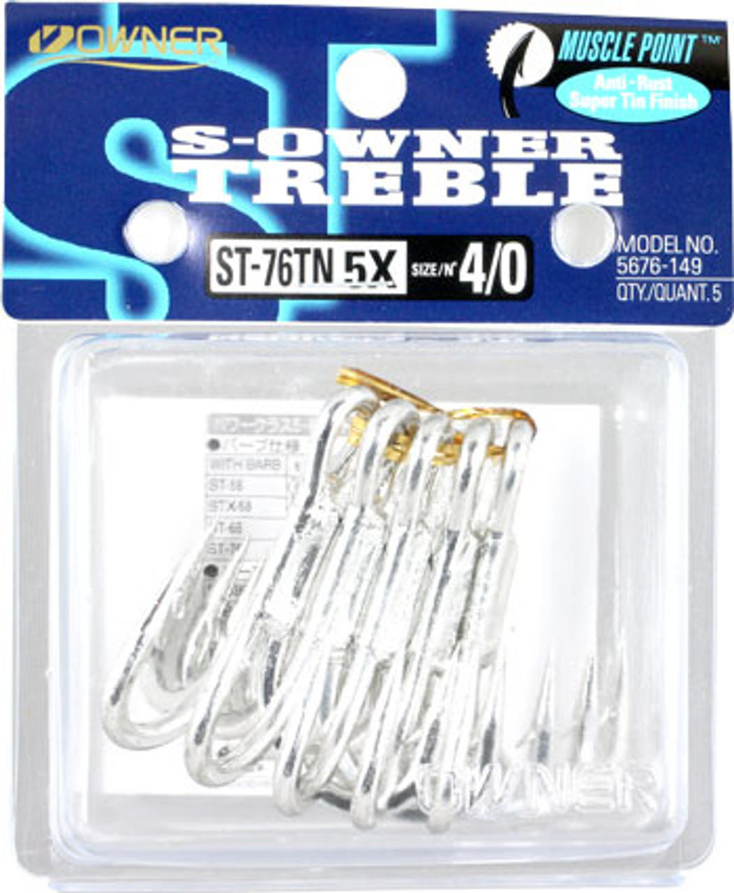 Owner ST66 4X Treble Hooks Size 2 Tin