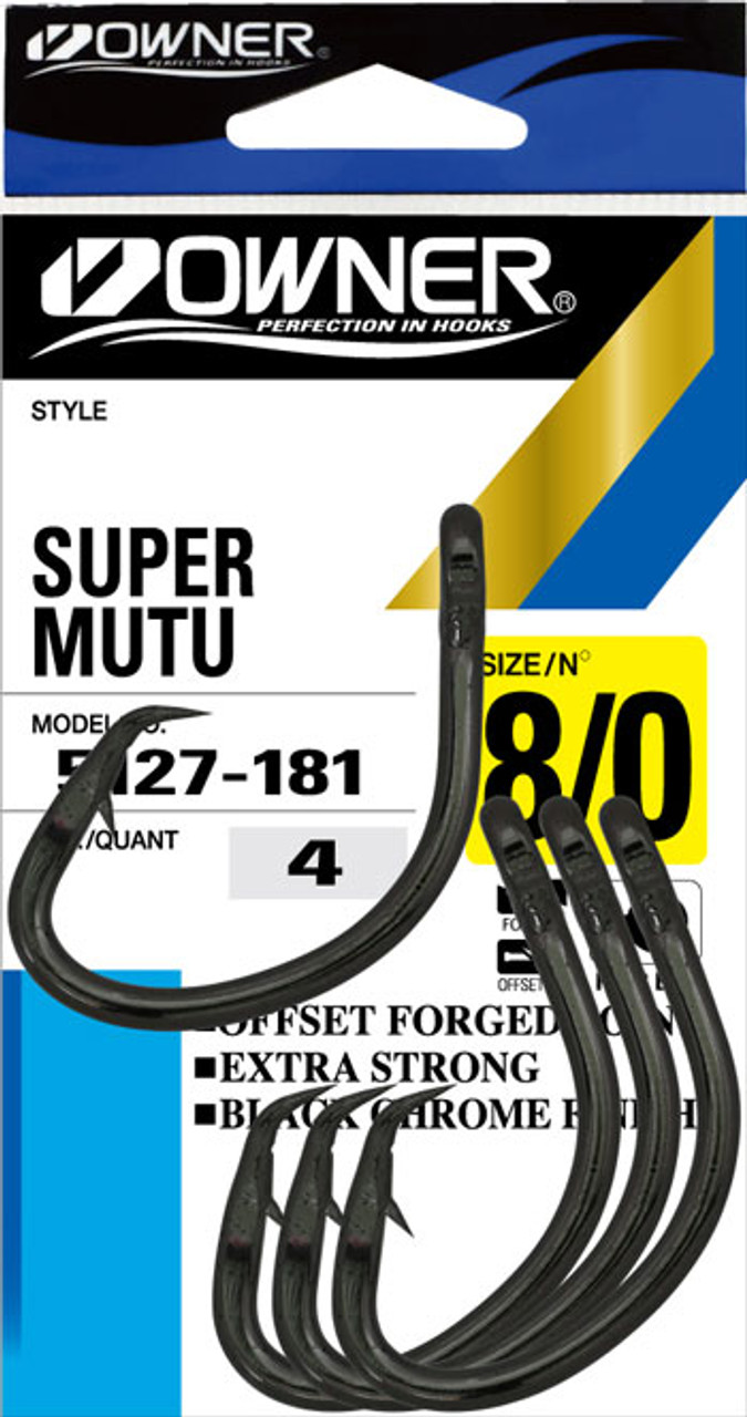 Owner Super Mutu Circle Hook #10/0 3X Strong Shank Black Chrome 3/Pk  5127-201