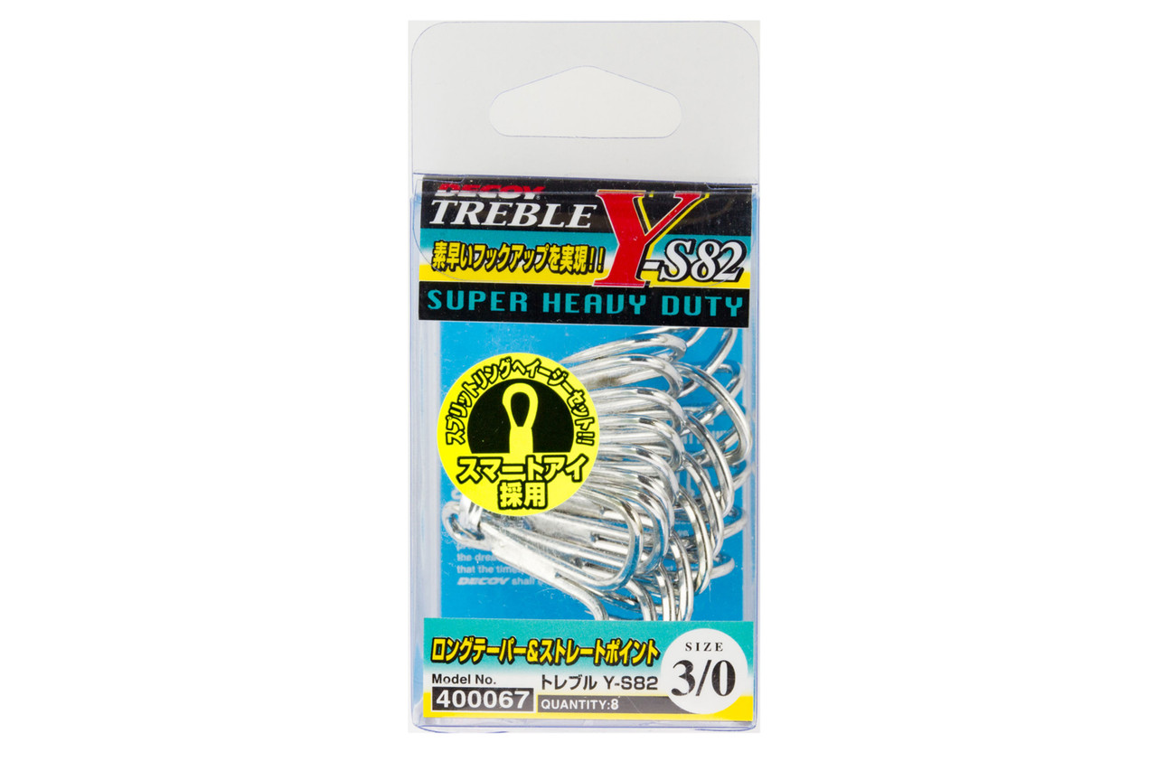 8 Pack of Size 10 Decoy Y-S25 Treble Fishing Hooks - Japanese Made