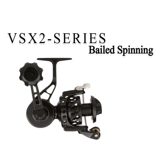 Van Staal VSB50 X2 Spinning Reel paired with a Dark Matter Psychedelic  Inshore Spinning Rod 