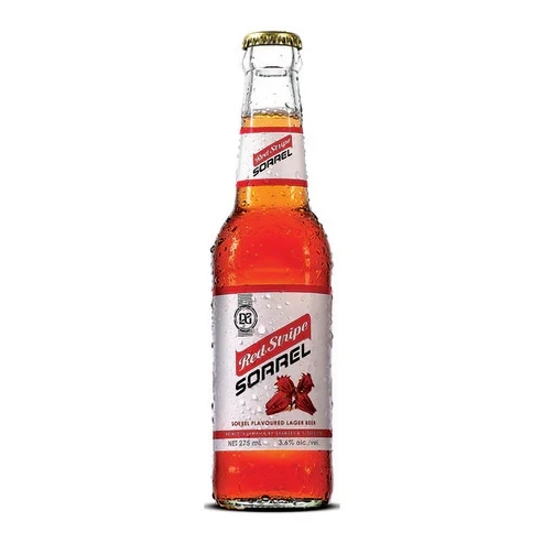 Bring the vibrant spirit of the Caribbean right to your glass.  Red Stripe Sorrel is a revolutionary, naturally flavoured full-strength beer that marries Jamaica’s favorite lager with sweet sorrel and a warm kick of ginger. Featuring a rich crimson color and a delicate spiced aroma, it offers a smooth, crisp finish that keeps you coming back for another sip.