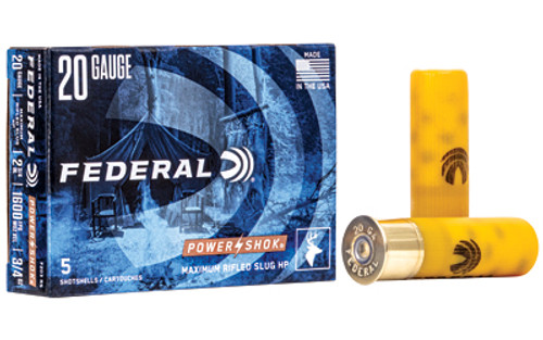 Federal Power Shock 20 Gauge 2.75 Max Rifle Slug 5 Rounds
