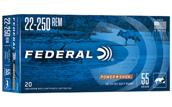 Federal Powershock 22-250 Remington 55 Grain SP 20 Rounds