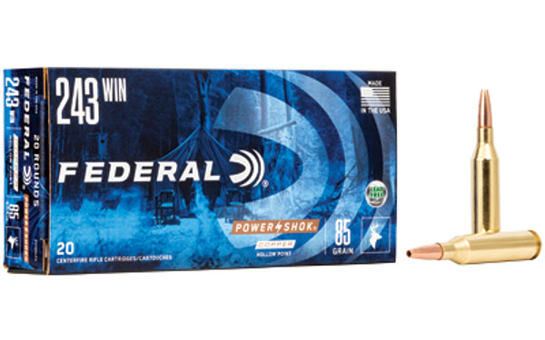 Federal Powershock 243 Winchester 85 Grain Copper 20 Rounds