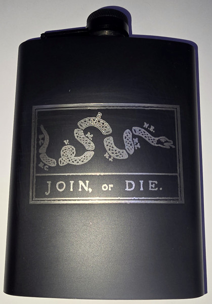 Black Stainless Steel Flask 8 oz. Join or Die